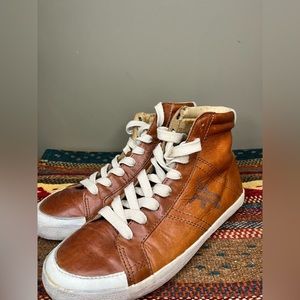 Frye Cognac Leather Dylan Sneakers High Tops Shoes Women’s 8